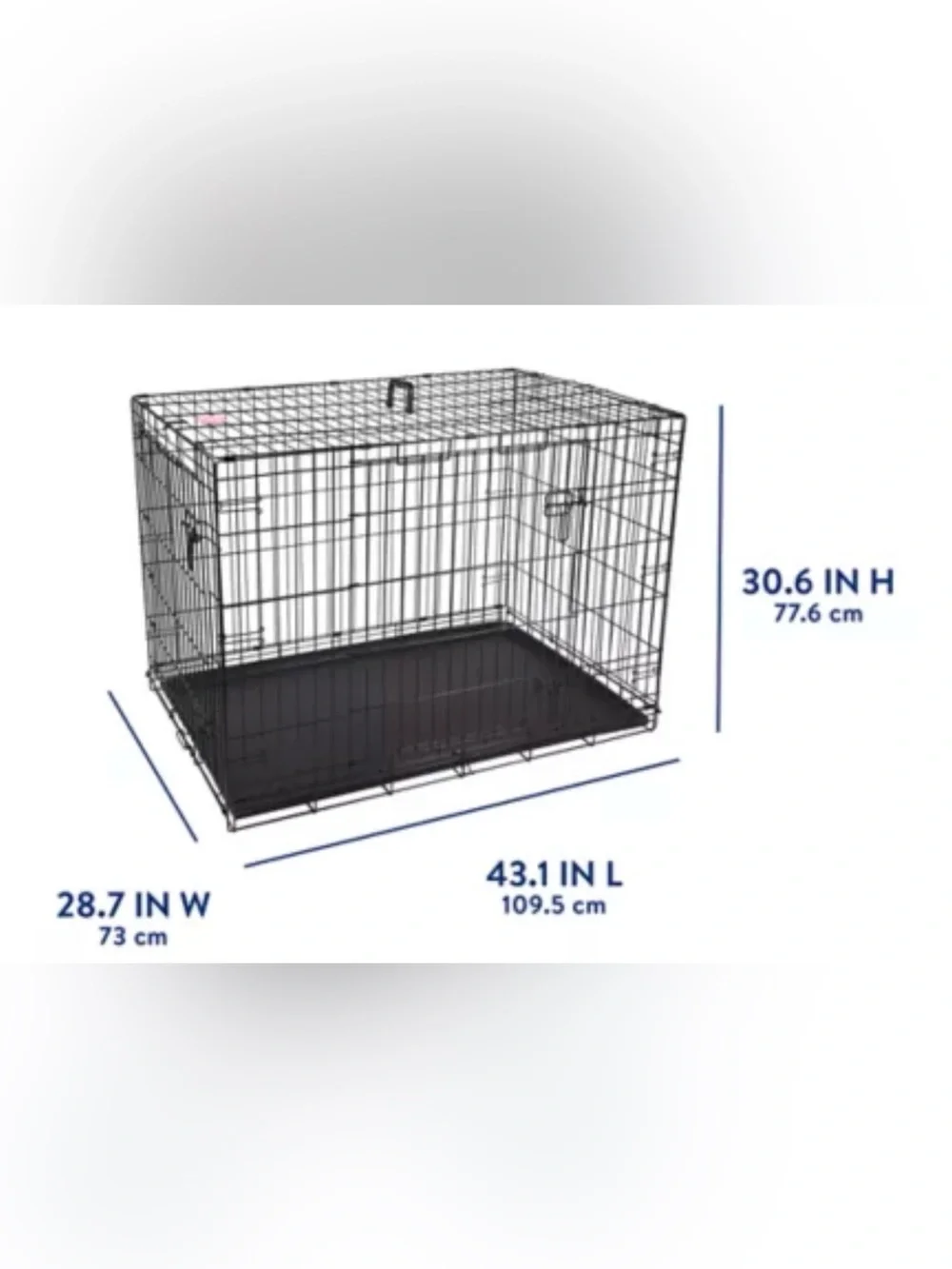 Top Paw® Double Door Folding Wire Dog Crate w/ Divider Panel - Leak Prook Tray